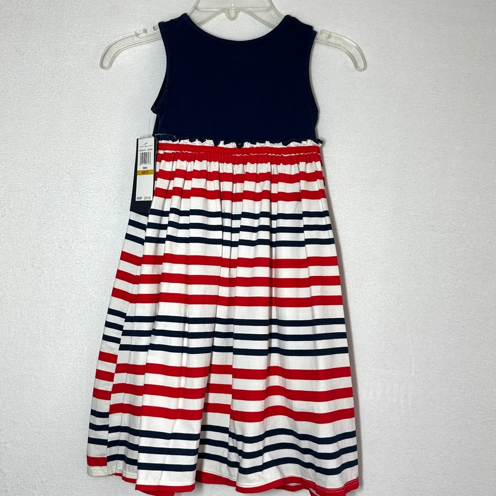 Tommy Hilfiger Toddler Dress 3T Red White Blue Patriotic  Stripes Sleeveless New - Picture 3 of 5
